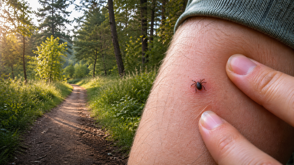 Na obrazie widoczna jest naturalna, realistyczna scena z leśnej ścieżki